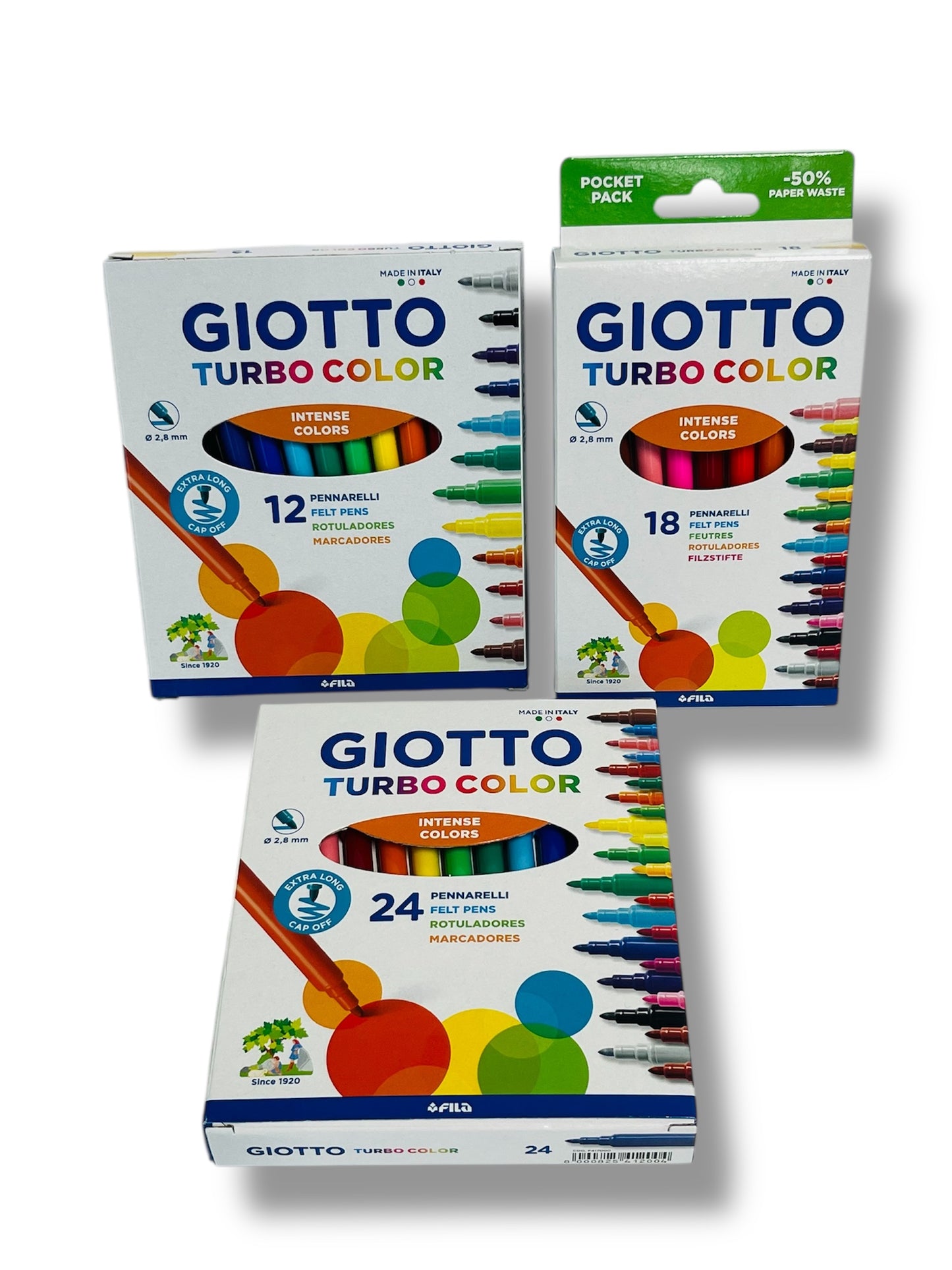 Pennarelli Giotto da 12, 18, 24 Colori – Pennarelli Colorati Scuola Punta Resistente