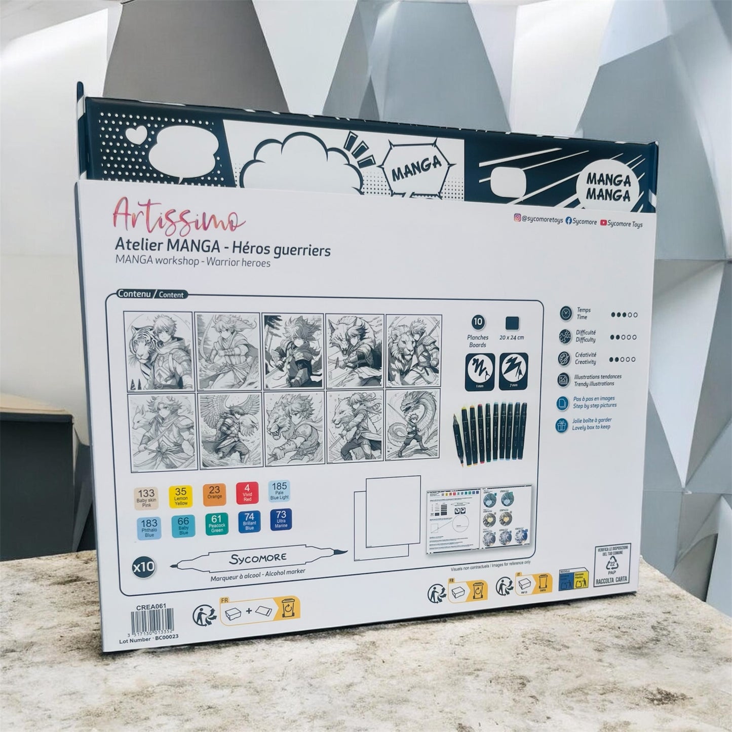 Atelier Manga Warrior Heroes – Set Disegno Manga con Alcohol Marker e Fogli Prestampati