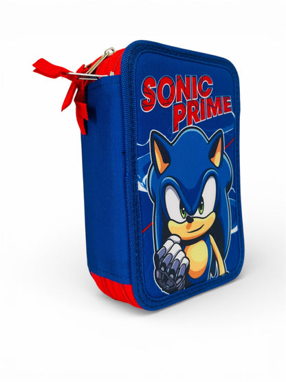 Astuccio 3 Zip Sonic – Astuccio Scuola Completo con Tre Scomparti