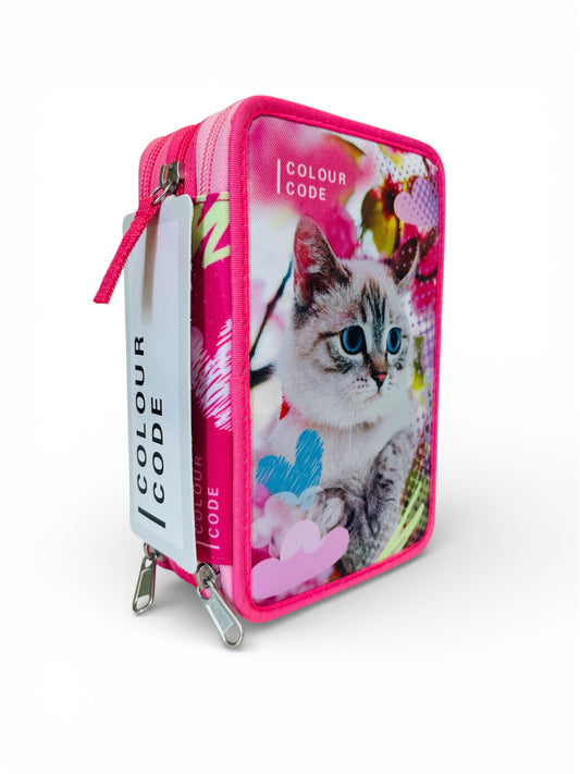 Astuccio 3 Zip Seven Gattino – Astuccio Scuola a Tre Scomparti