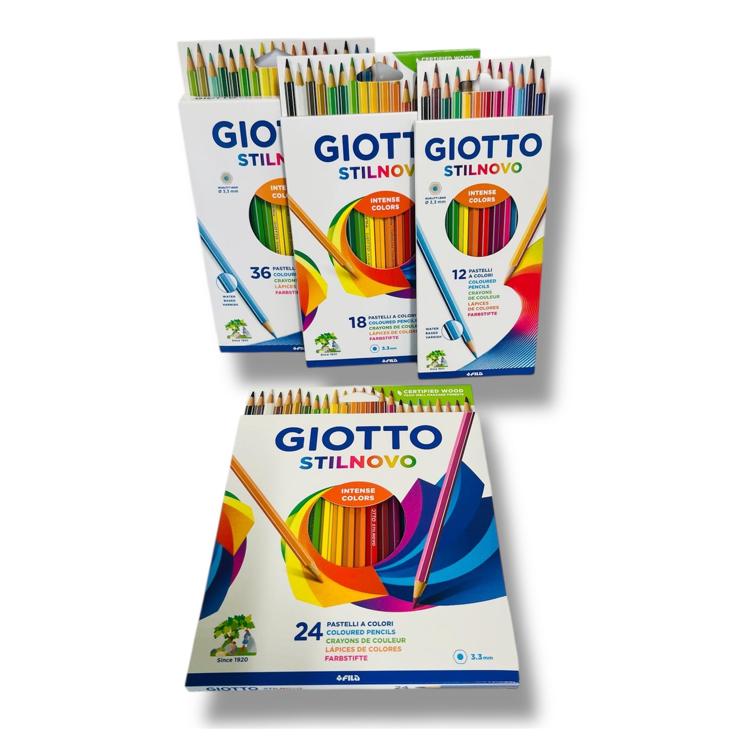 Pastelli Giotto da 12, 18, 24 e 36 Colori – Matite Colorate Scuola e Disegno