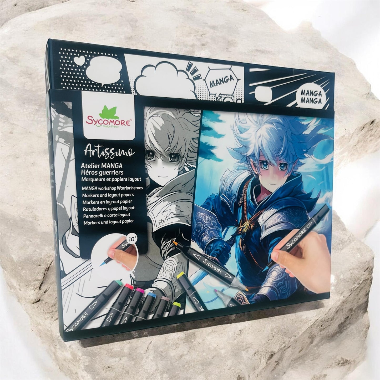 Atelier Manga Warrior Heroes – Set Disegno Manga con Alcohol Marker e Fogli Prestampati