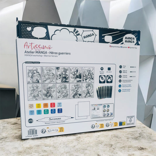 Atelier Manga Warrior Heroes – Set Disegno Manga con Alcohol Marker e Fogli Prestampati