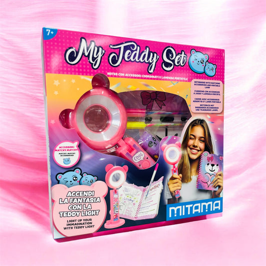 My Teddy Set Notes Mitama – Set Cancelleria con Accessori Coordinati e Lampada Portatile